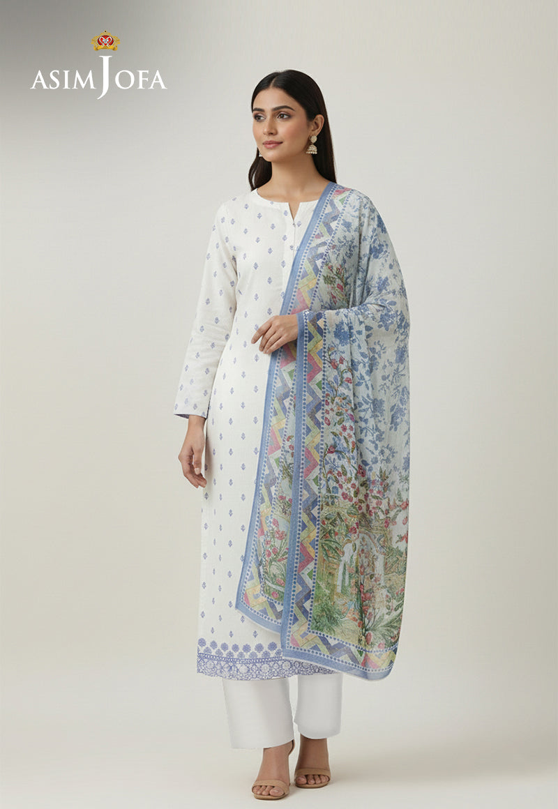 Ajso-102 Unstitched 2 Pcs Shirt Dupatta