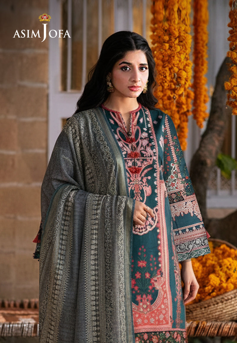 Ajso-156 Unstitched 3 Pcs Shirt Dupatta Trouser