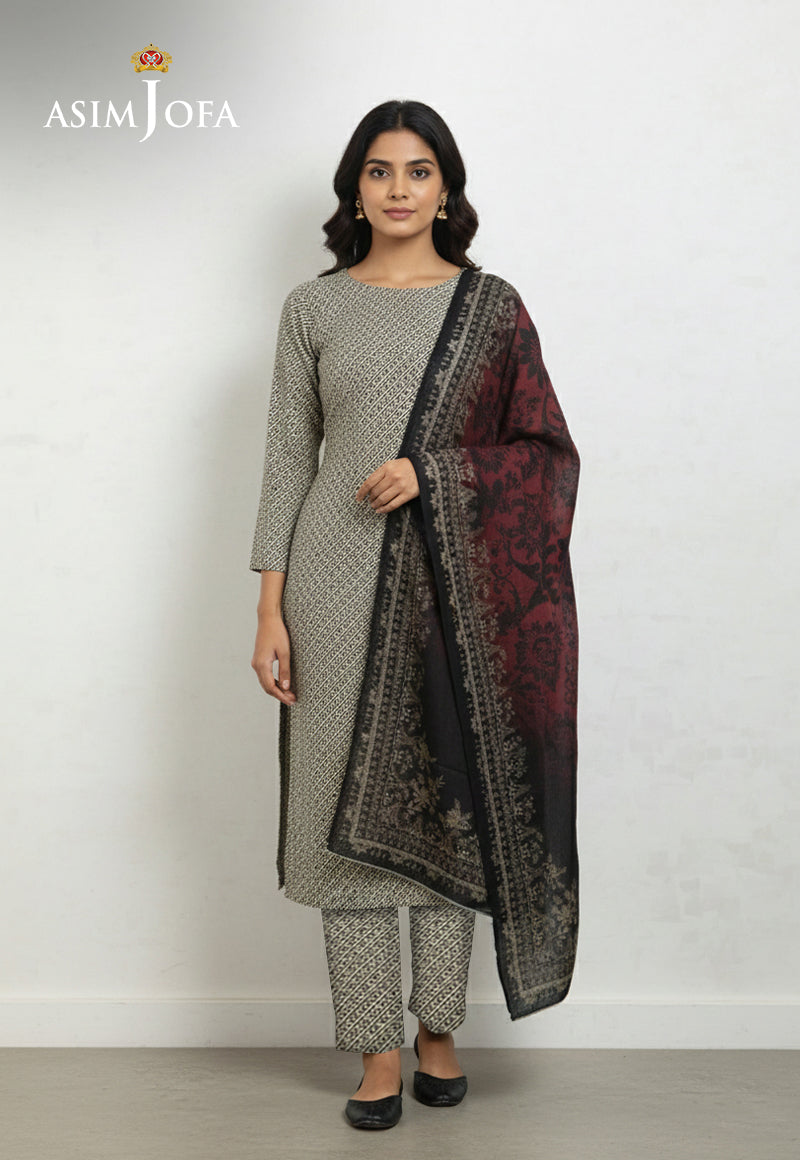 Ajso-178 Unstitched 3 Pcs Shirt Dupatta Trouser