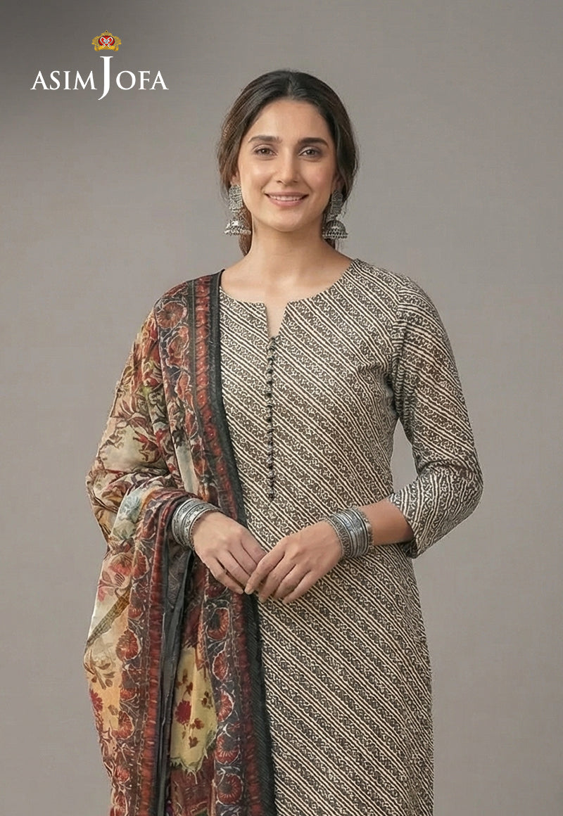 Ajso-180 Unstitched 3 Pcs Shirt Dupatta Trouser
