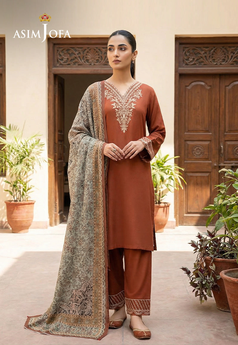 Ajso-182 Unstitched 3 Pcs Shirt Dupatta Trouser