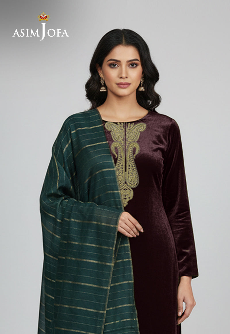 Ajso-183 Unstitched 3 Pcs Shirt Dupatta Trouser