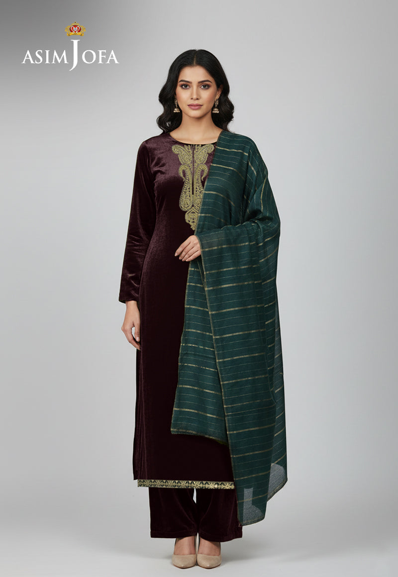 Ajso-183 Unstitched 3 Pcs Shirt Dupatta Trouser
