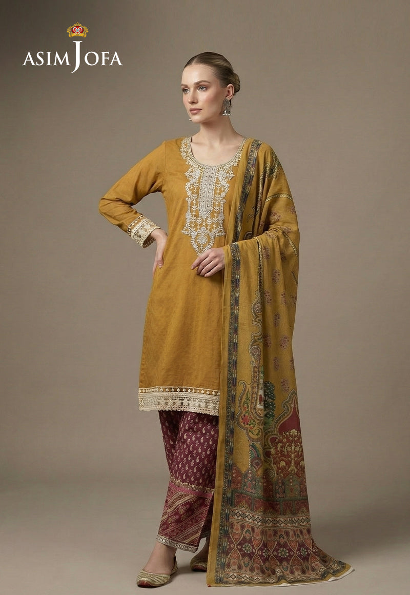Ajso-184 Unstitched 3 Pcs Shirt Dupatta Trouser
