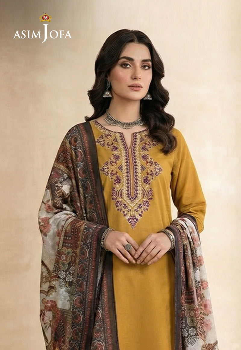 Ajso-185 Unstitched 3 Pcs Shirt Dupatta Trouser