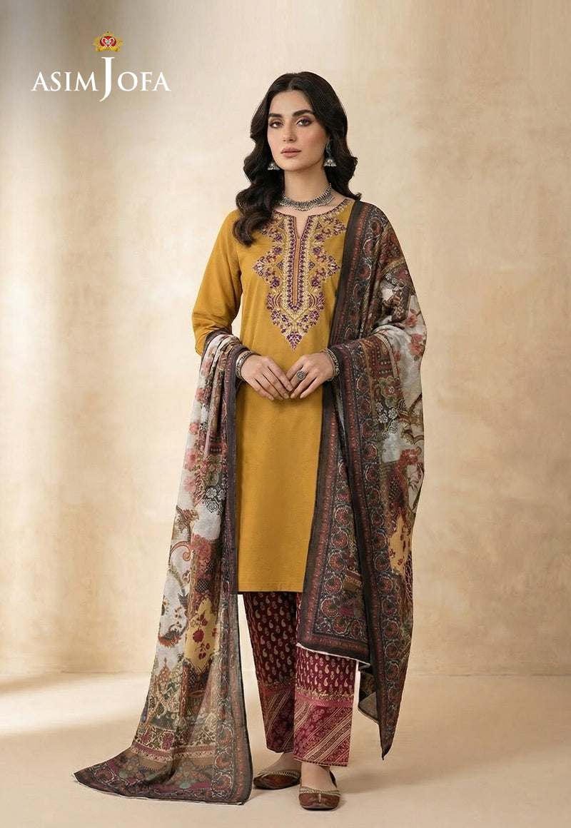 Ajso-185 Unstitched 3 Pcs Shirt Dupatta Trouser