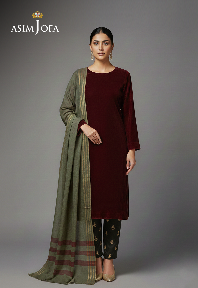 AJSO-189 Unstitched 3 Pcs Shirt Dupatta Trouser