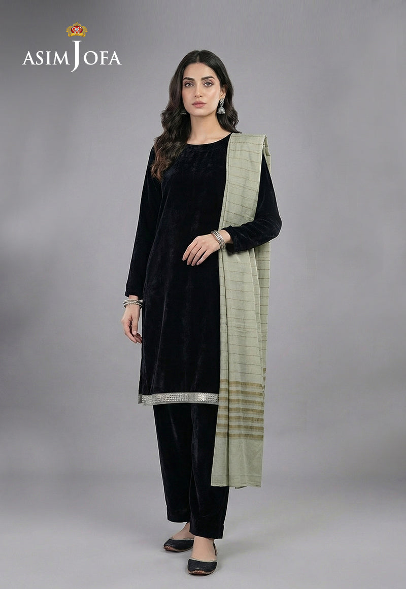 Ajso-190 Unstitched 3 Pcs Shirt Dupatta Trouser