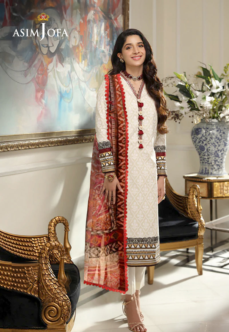 Ajso-193 Unstitched 3 Pcs Shirt Dupatta Trouser
