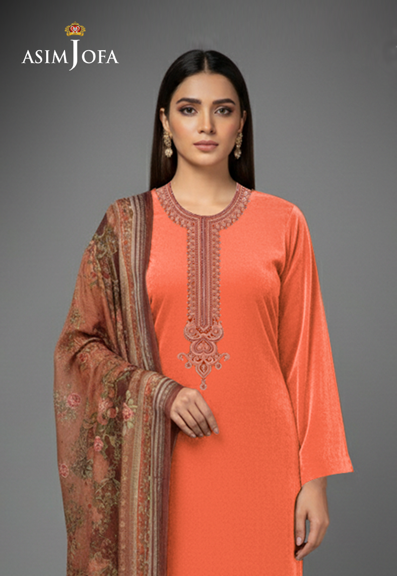 Ajso-196 Unstitched 3 Pcs Shirt Dupatta Trouser