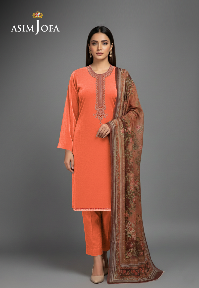 Ajso-196 Unstitched 3 Pcs Shirt Dupatta Trouser