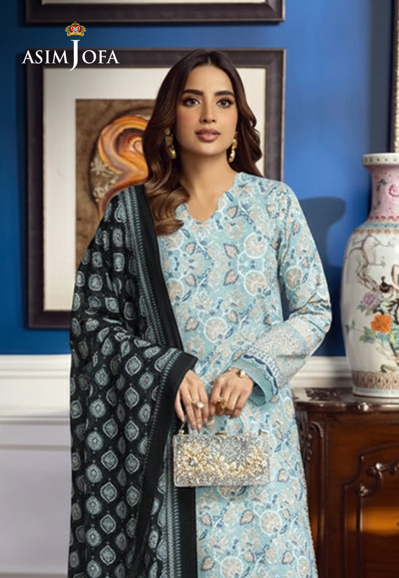 Ajso-200 Unstitched 3 Pcs Shirt Dupatta Trouser