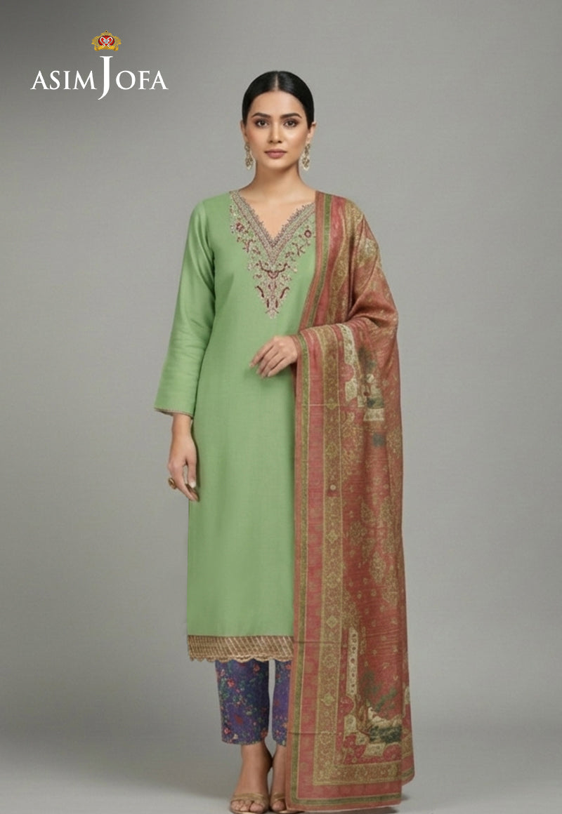 Ajso-210 Unstitched 3 Pcs Shirt Dupatta Trouser
