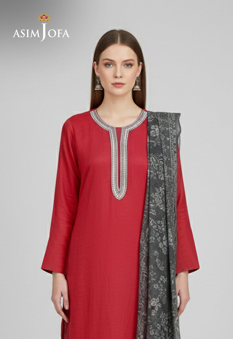 Ajso-221 Unstitched 3 Pcs Shirt Dupatta Trouser