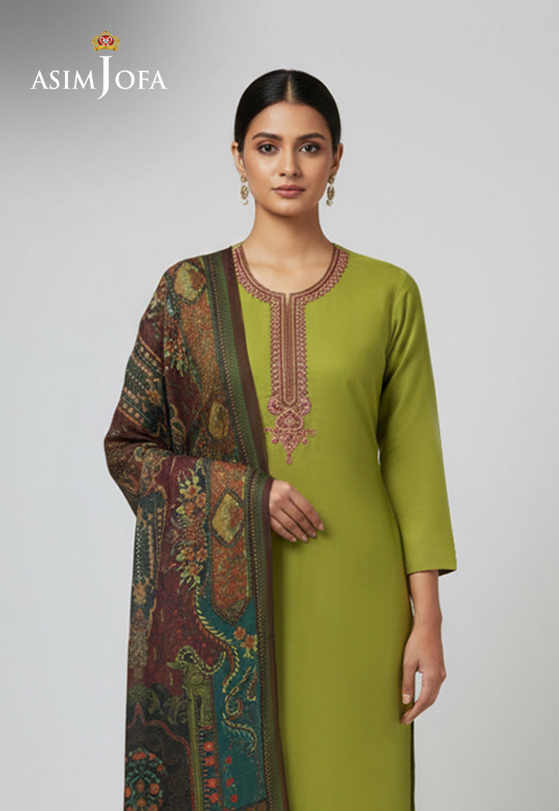 Ajso-222 Unstitched 3 Pcs Shirt Dupatta Trouser