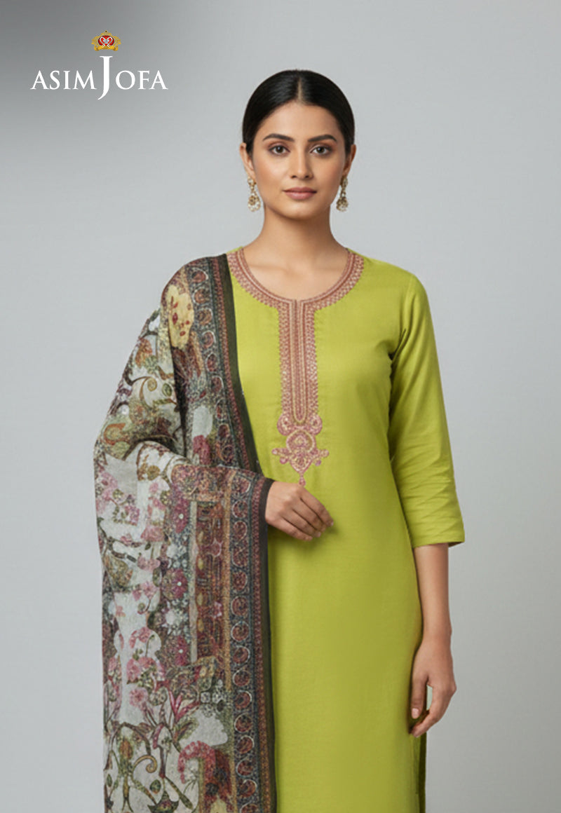 Ajso-223 Unstitched 3 Pcs Shirt Dupatta Trouser
