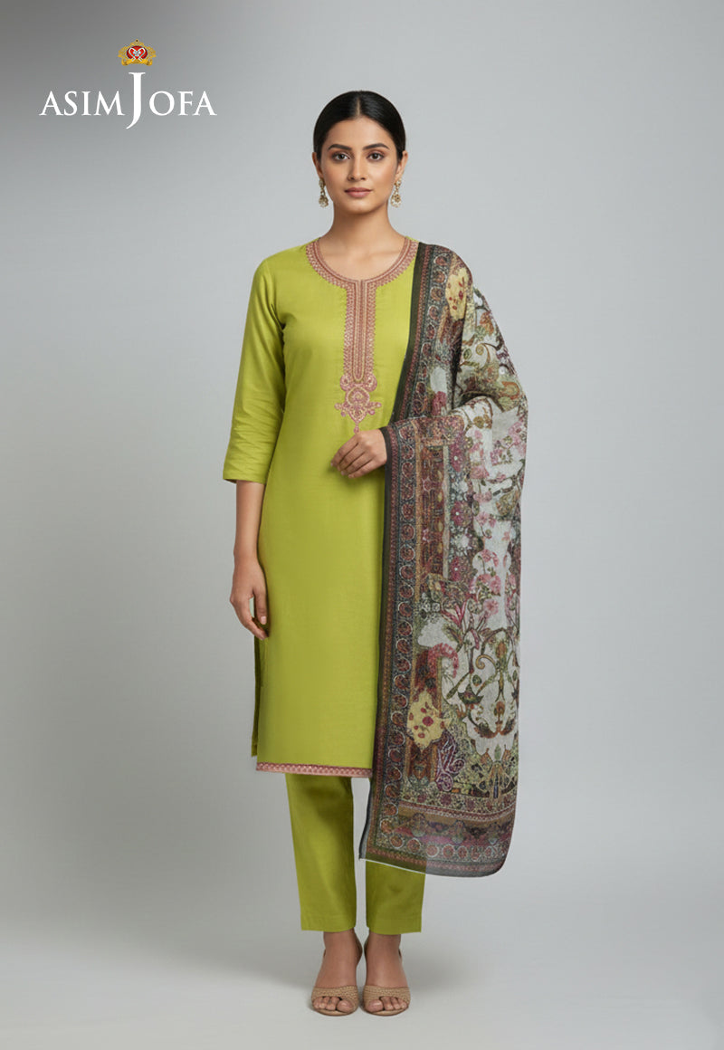 Ajso-223 Unstitched 3 Pcs Shirt Dupatta Trouser