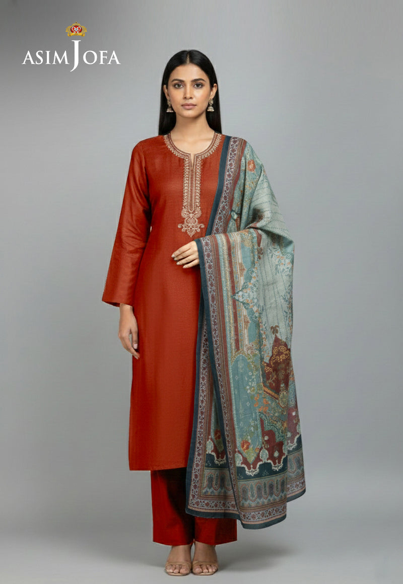 Ajso-237 Unstitched 3 Pcs Shirt Dupatta Trouser