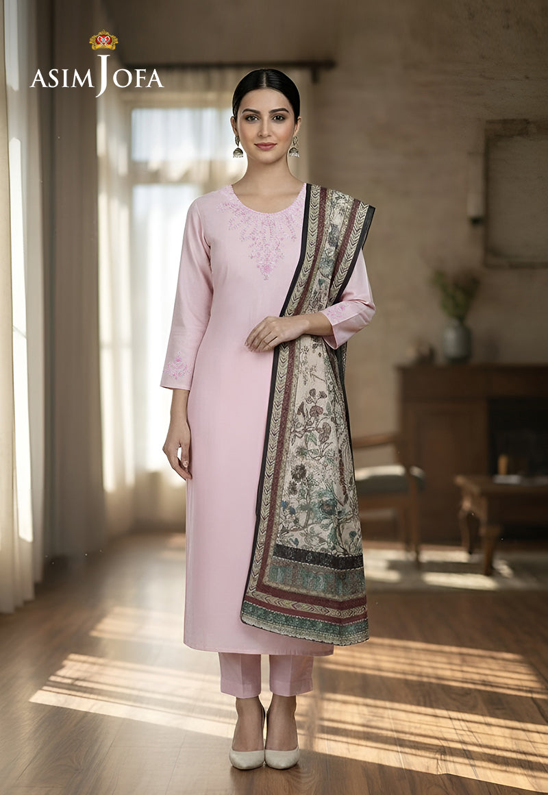 Ajso-240 Unstitched 3 Pcs Shirt Dupatta Trouser
