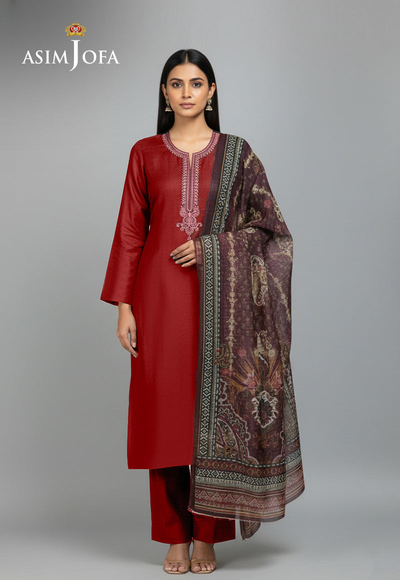 Ajso-248 Unstitched 3 Pcs Shirt Dupatta Trouser