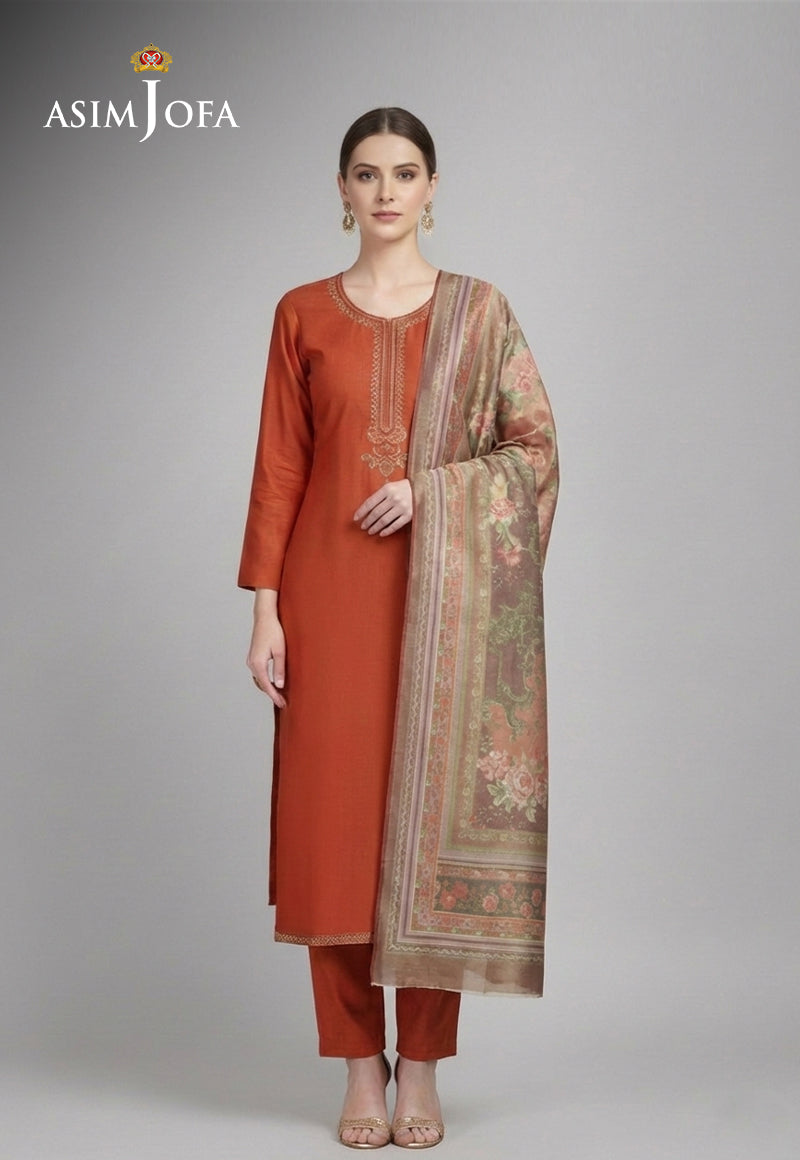 Ajso-289 Unstitched 3 Pcs Shirt Dupatta Trouser