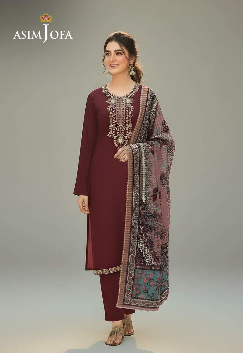 Ajso-291 Unstitched 3 Pcs Shirt Dupatta Trouser