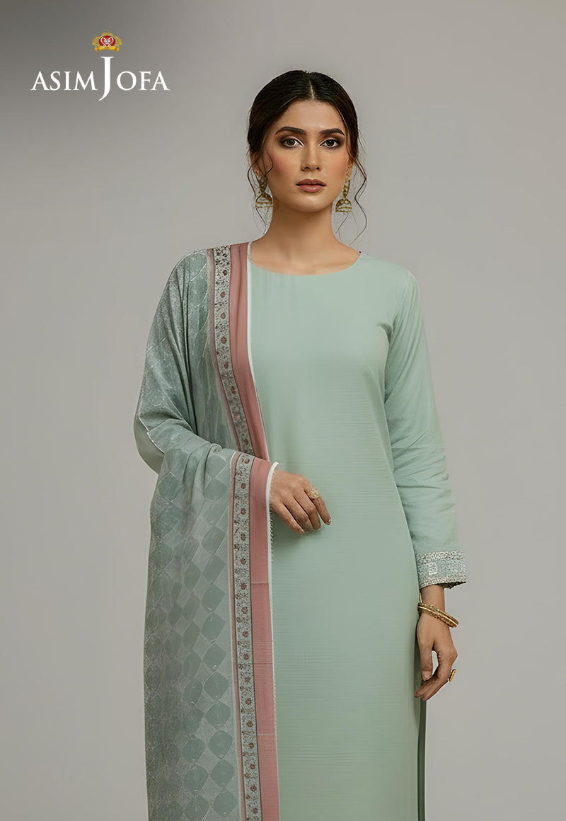 Ajso-297 Unstitched 3 Pcs Shirt Dupatta Trouser