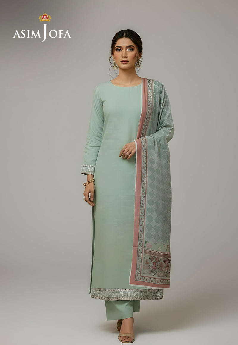 Ajso-297 Unstitched 3 Pcs Shirt Dupatta Trouser