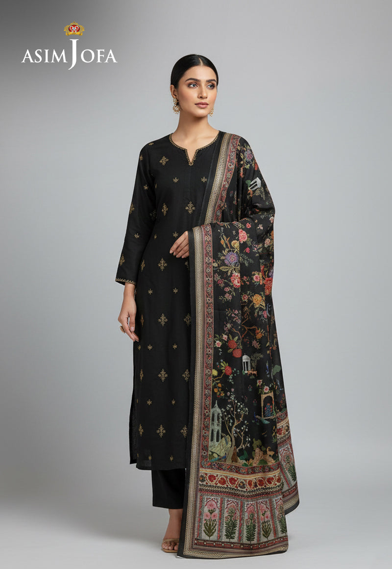AJSO-305 Unstitched 3 Pcs Shirt Dupatta Trouser