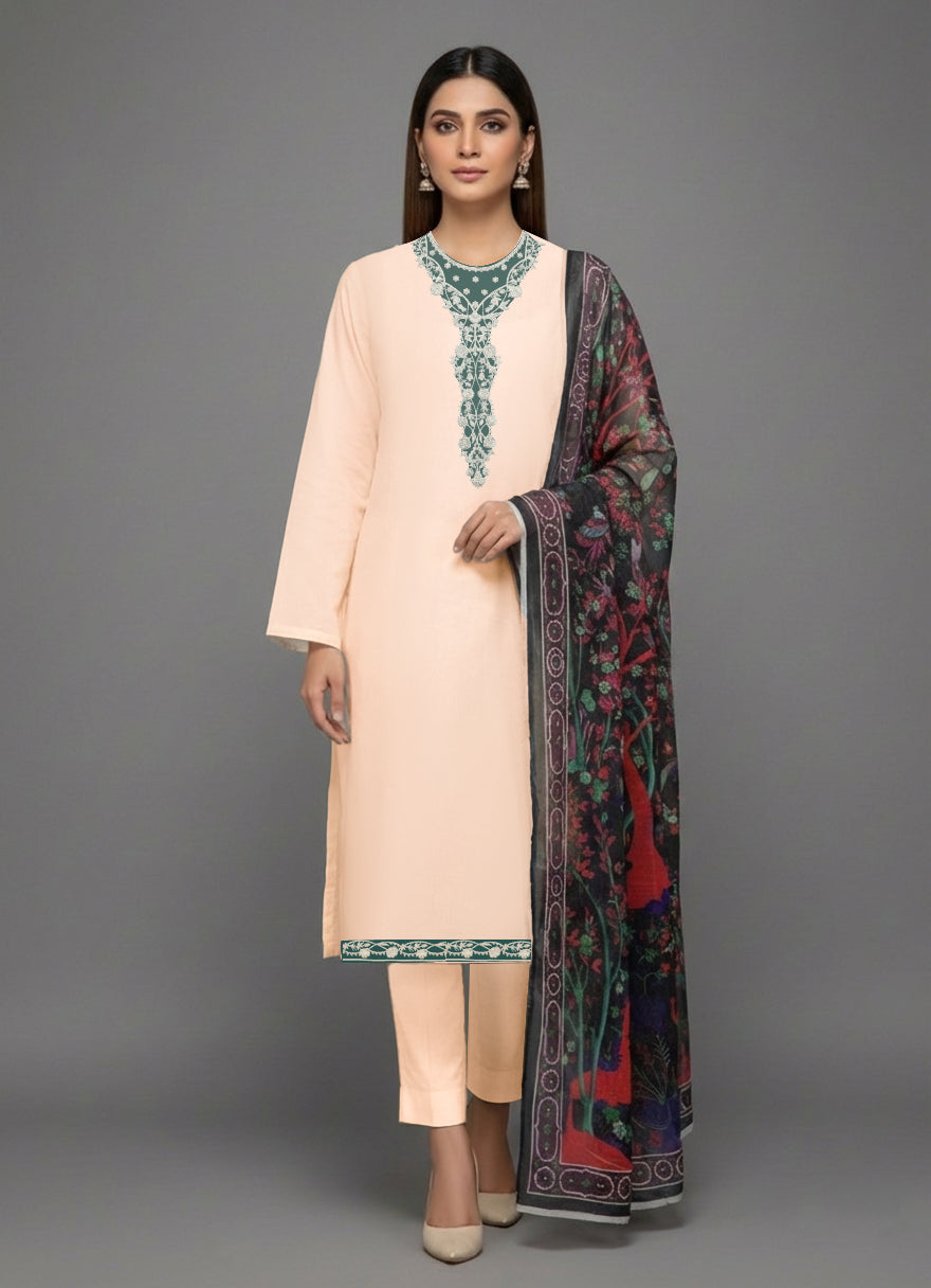 AJSO-380 Unstitched 3 Pcs Shirt Dupatta Trouser