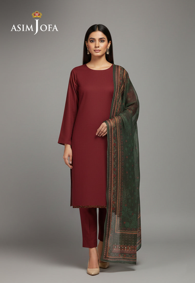 AJSO-394 Unstitched 3 Pcs Shirt Dupatta Trouser