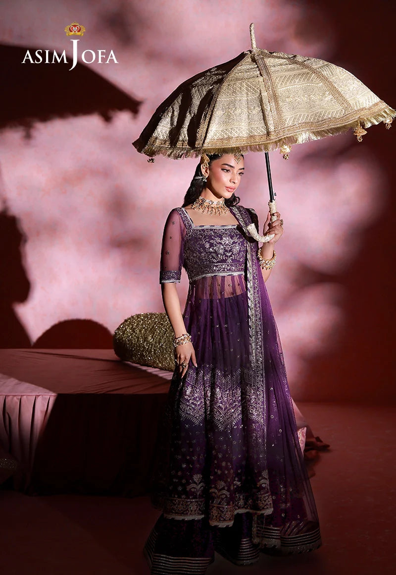 AJULFID-09 Embroidered Net Stitched 3 Pcs
