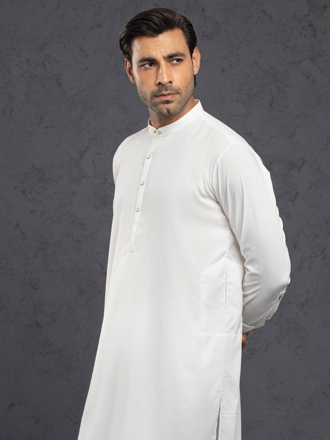 White Plain Kurta Trousers - ALET-KT-3001-R3