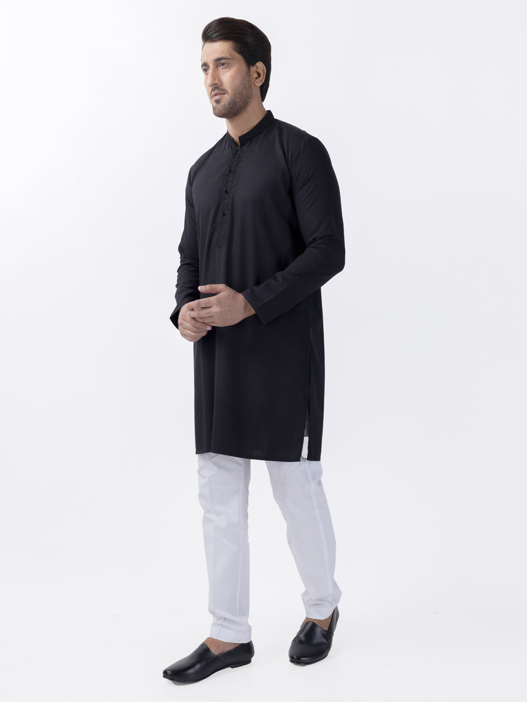 Black Blended Kurta - AL-K-1157C
