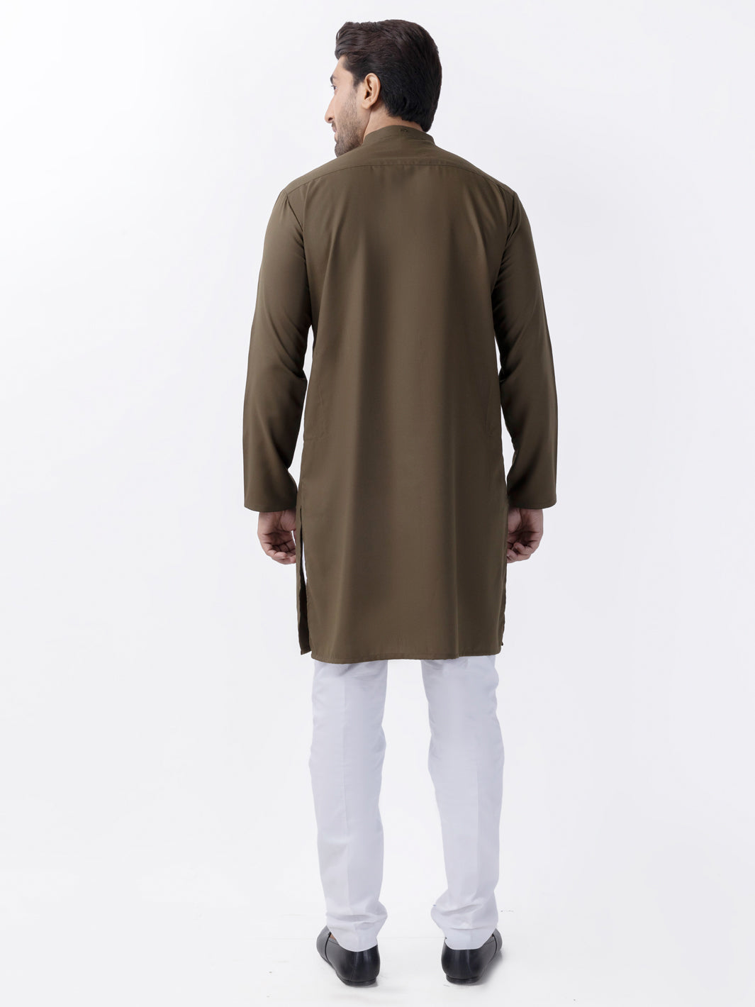 Olive Gree Blended Kurta - AL-K-1158
