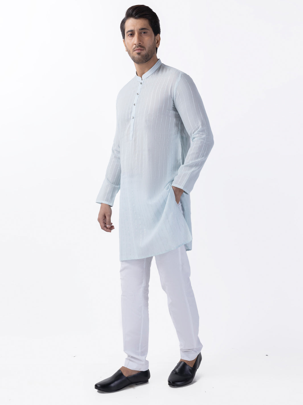Sky Blue Cotton Kurta - AL-K-1196B