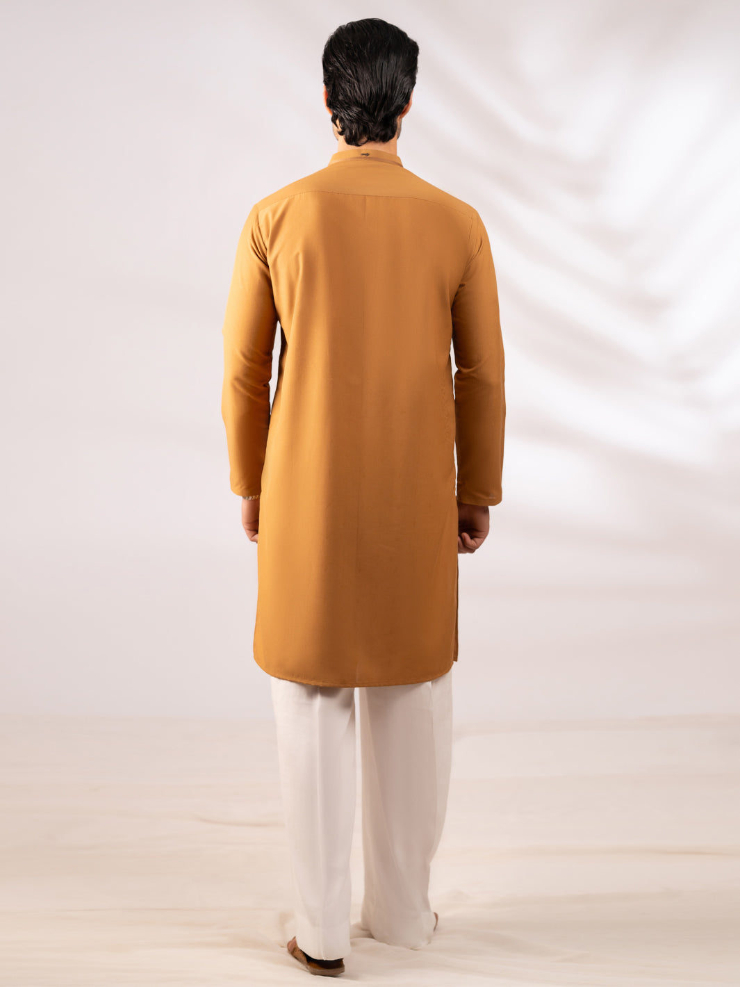 Brown Dobby Cut & Sew Kurta - AL-K-1304
