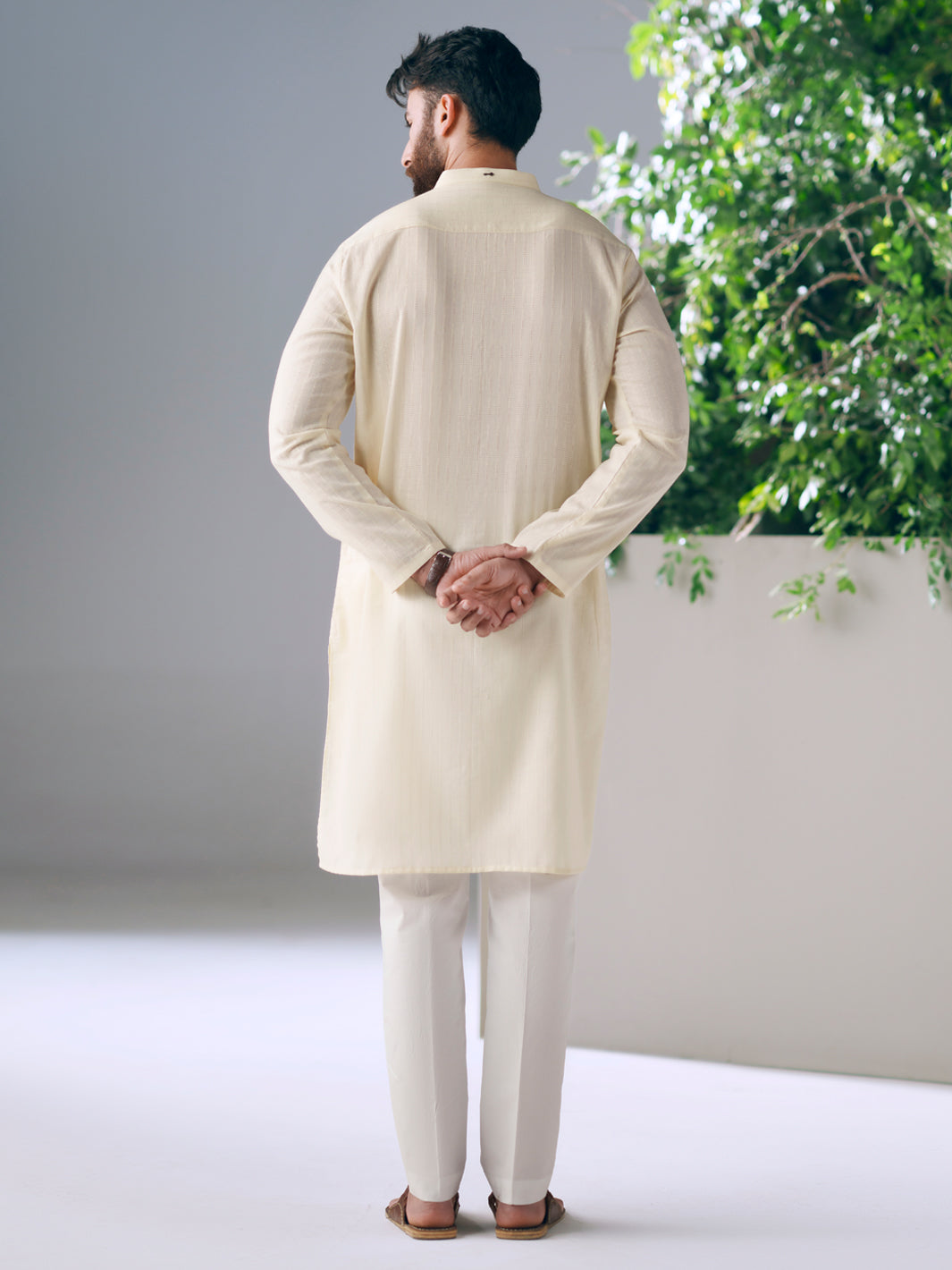 Cream Cotton Cut & Sew Kurta - AL-K-1325