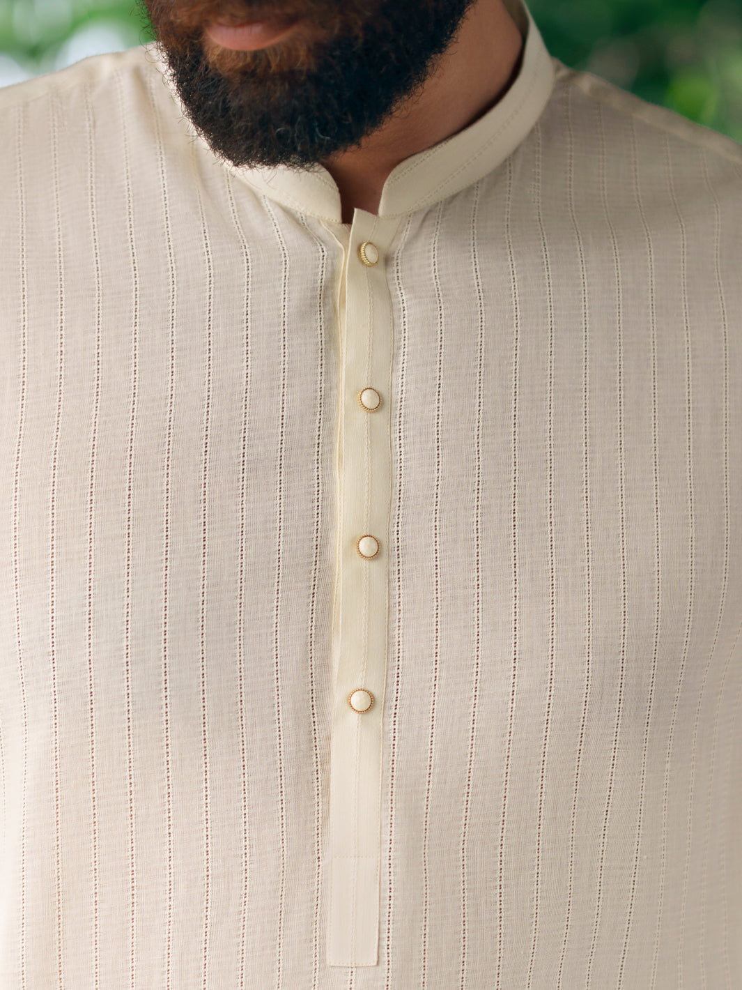 Cream Cotton Cut & Sew Kurta - AL-K-1325