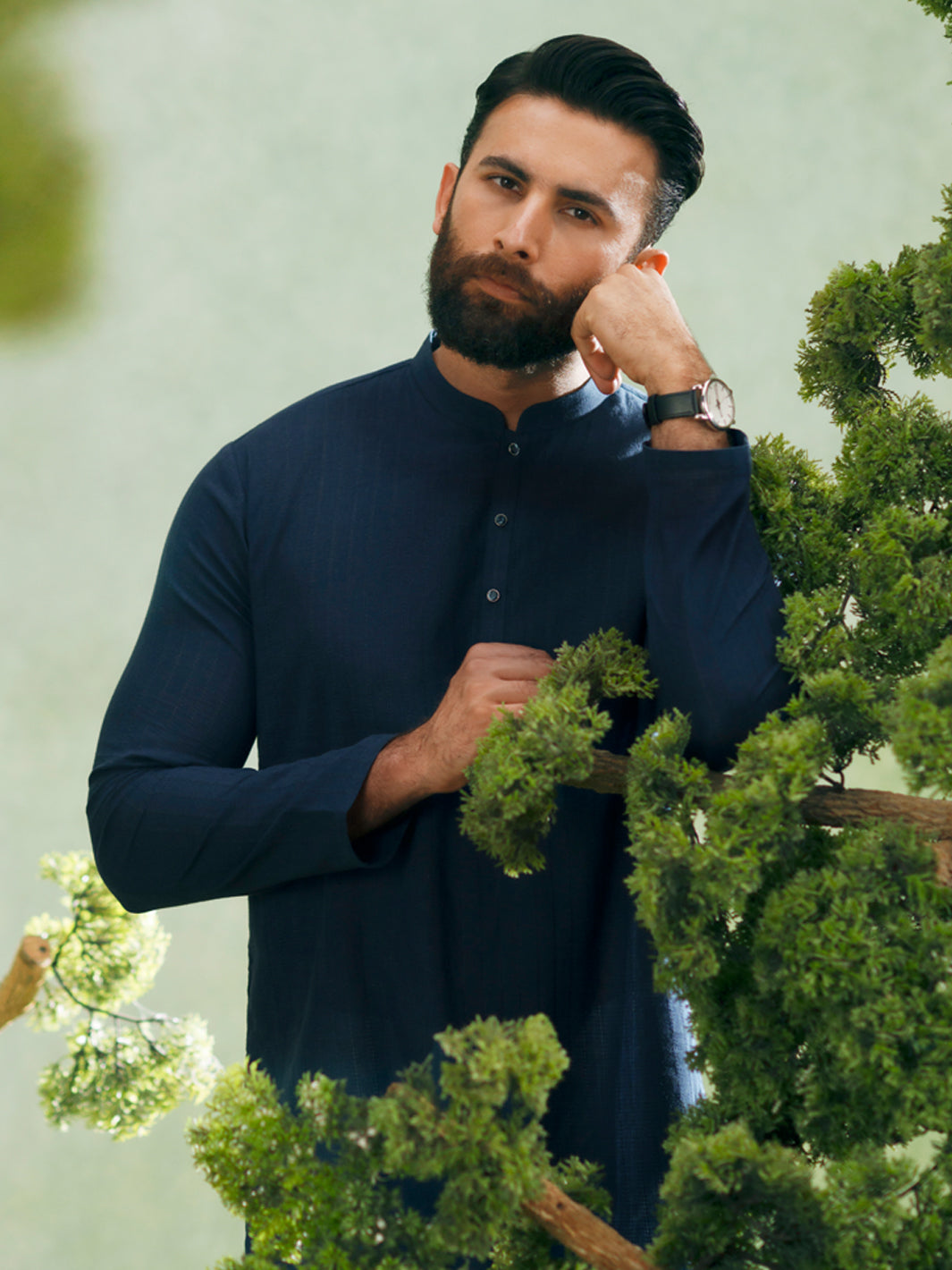 Blue Cotton Plain Kurta - AL-K-1328