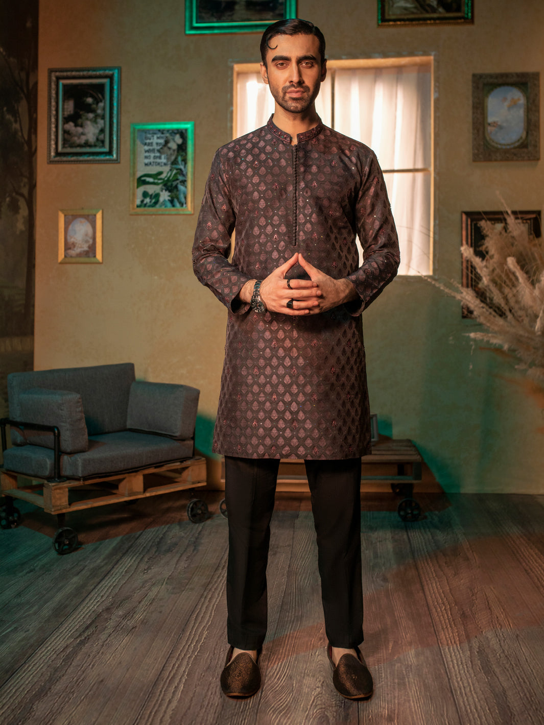 Purple Blended Formal Kurta - AL-K-SP-049