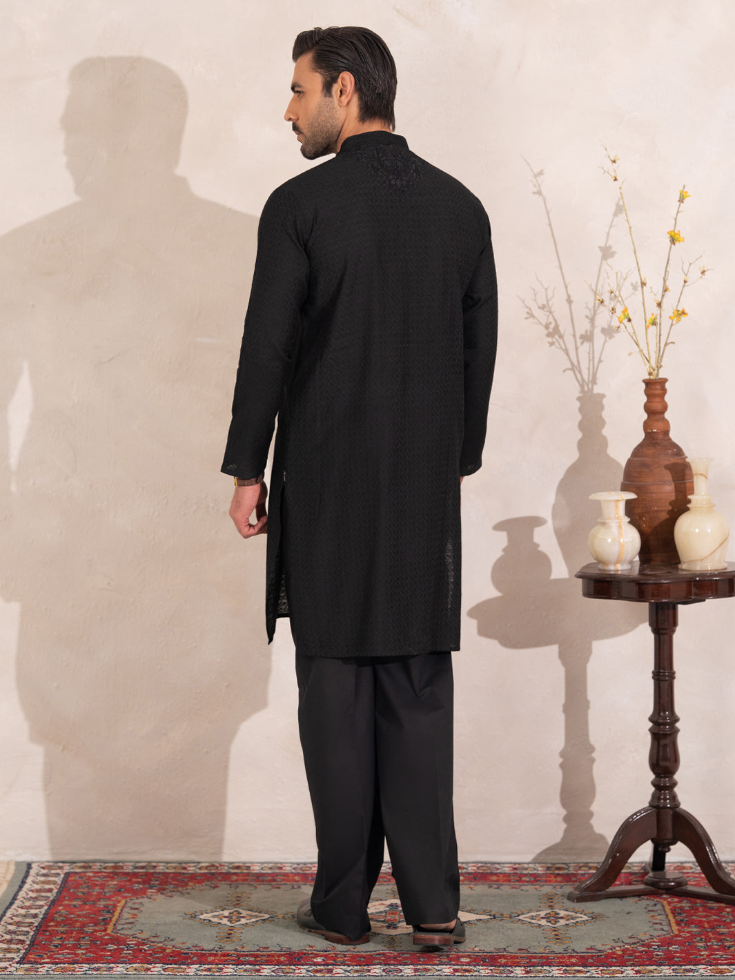 Black Formal Embroidered Kurta - AL-K-SP-067
