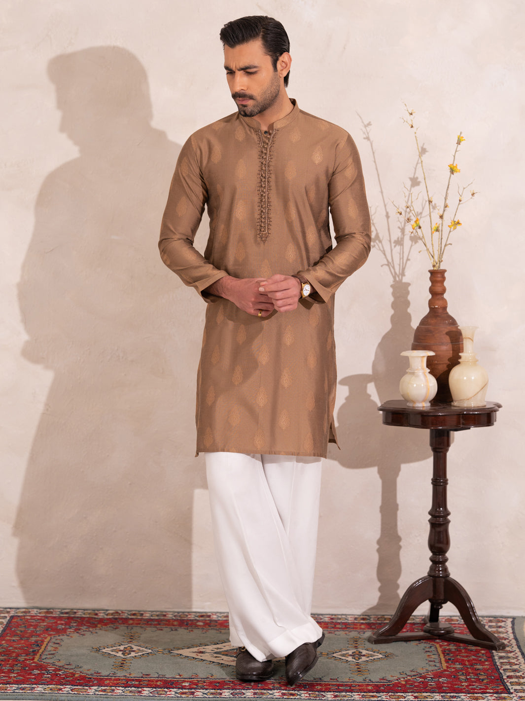 Beige Semi-Formal Special Kurta - AL-K-SP-077