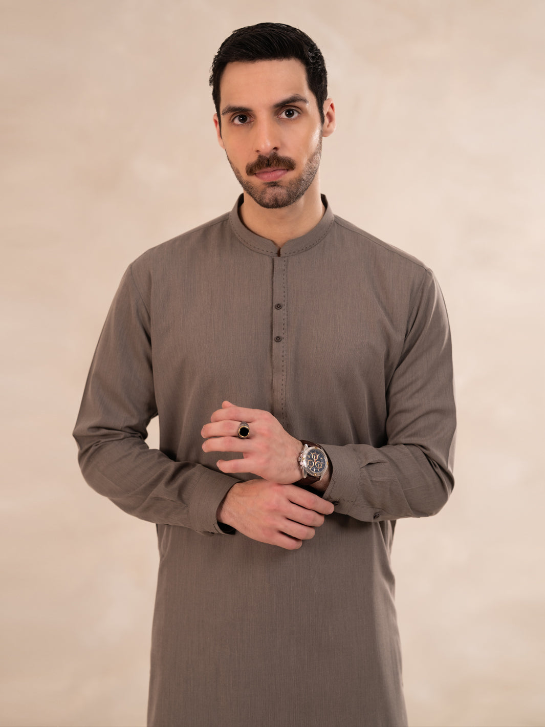 Light Brown Cut & Sew Kameez Shalwar - AL-KS-3299