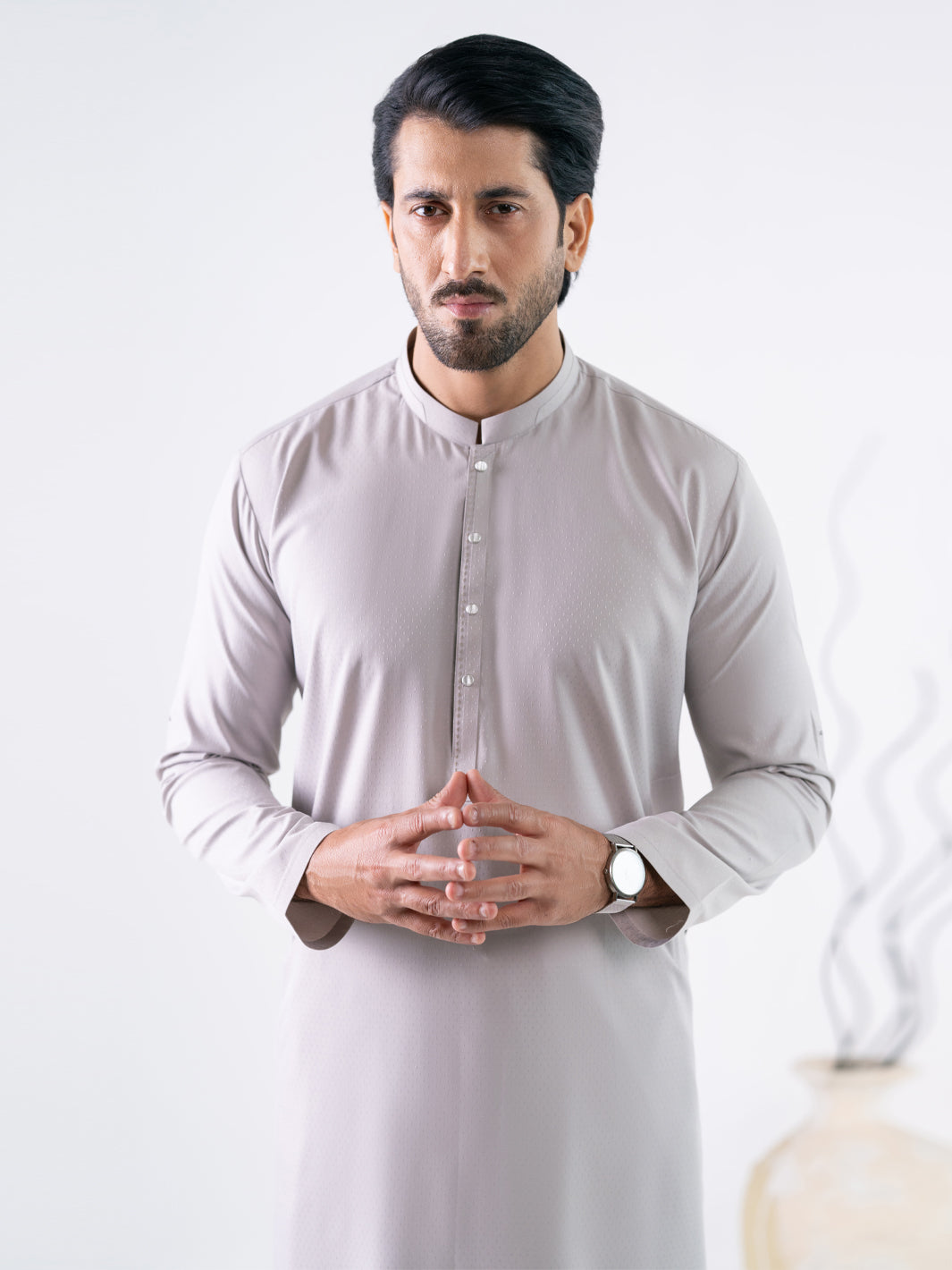 Ash Grey Cut & Sew Kurta Trousers - AL-KT-3338