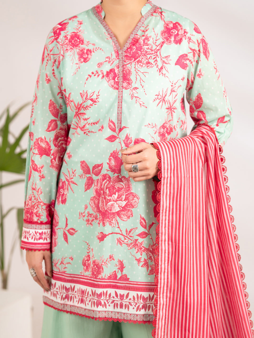 Aqua Blue Lawn 3Pc Unstitched - ALP-3PS-2394