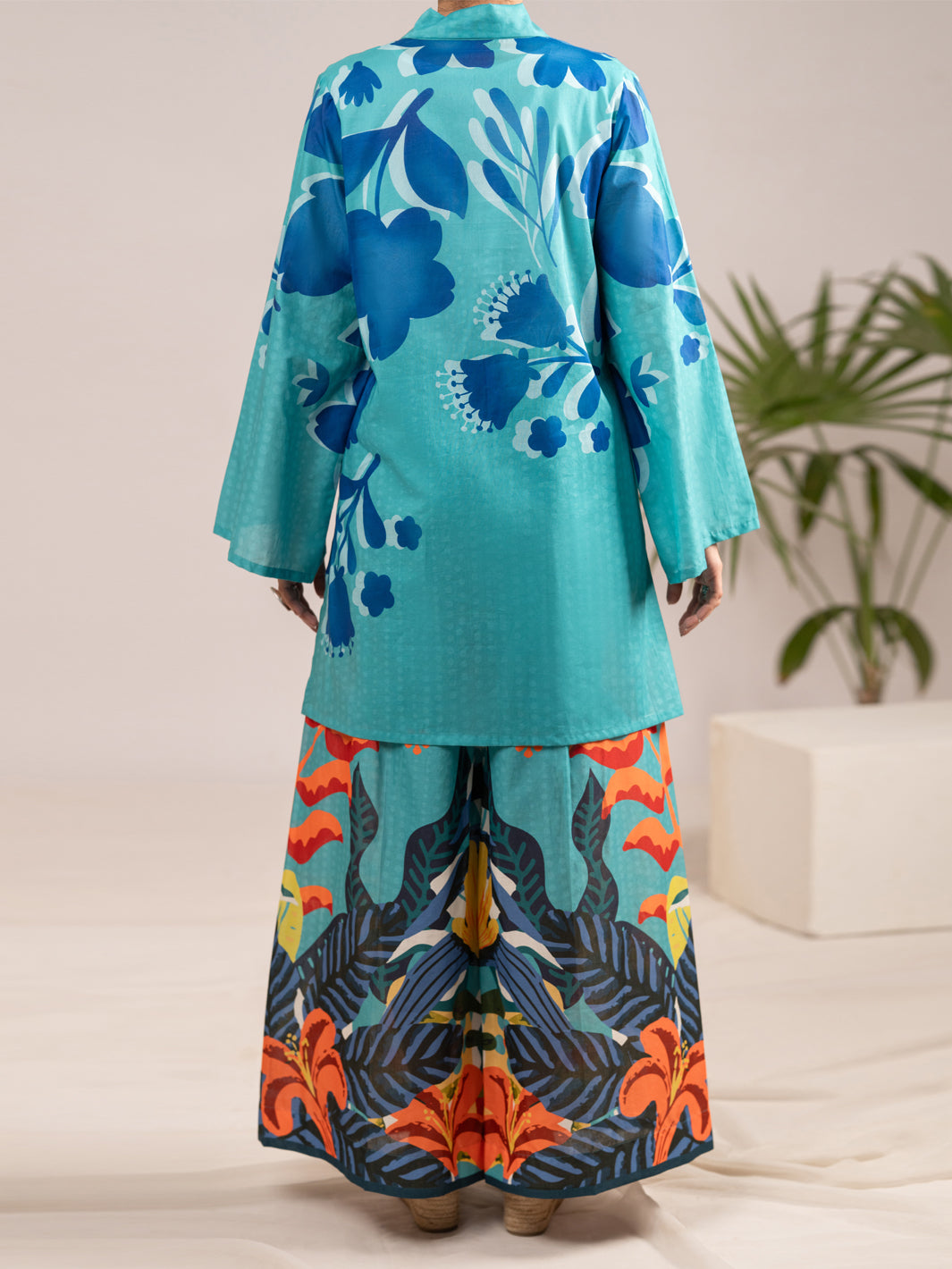 Aqua Blue Lawn 2Pc Stitched - AL-2PS-LKS-1112
