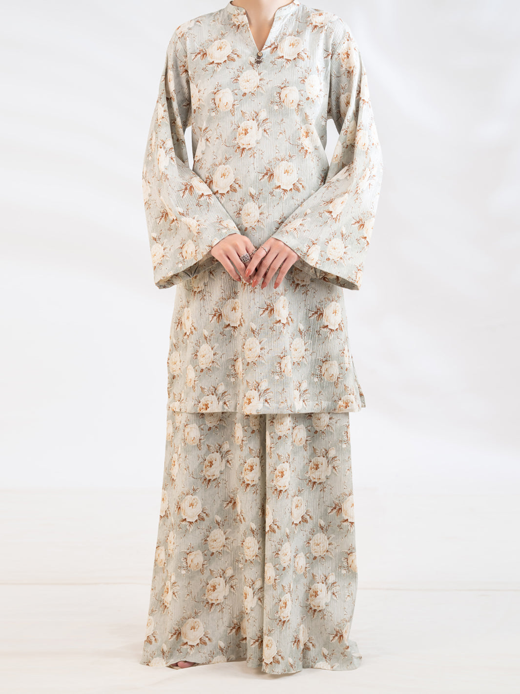 Light Grey Seersucker 2Pc Stitched - AL-2PS-LKS-1180