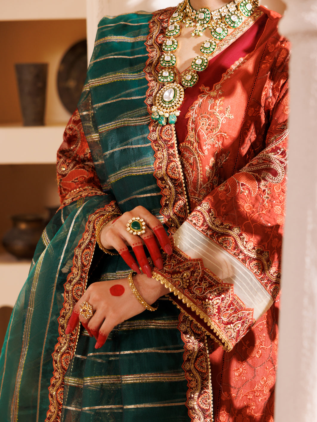 Rust Raw Silk 3Pc Formal Unstitched - AL-3PS-LS-UN-453