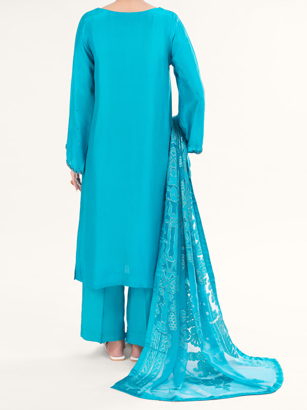 Sea Green Sheesha Silk Formal 3Pc Stitched - AL-3PS-LS-579